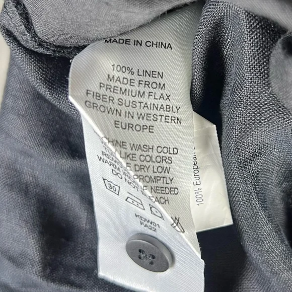 Quince Jumpsuit Womens Medium Black European Linen Square Neck Minimalist Sleek - Picture 11 of 13